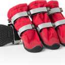 Spark Paws Dog Shoes, Waterproof Dog Boots for Medium to Large Dogs, Non Slip, Breathable Dog Booties and Paw Protectors - 4PCS Doggie Hiking Boots with Reflective Straps - Red, Size 1