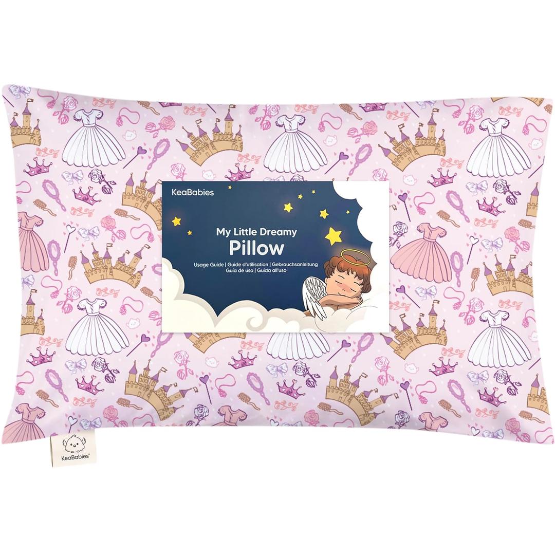 Toddler Pillow with Pillowcase - 13x18 My Little Dreamy Kids Travel Bed Pillows for Sleeping, Organic Cotton Small Pillowcase, Soft & Breathable, Machine Washable,Toddlers 2-5 years old(Dear Princess)