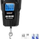 SKEAP Digital Fish Scale - 110lb/50kg Backlit LCD Fishing Gear with Portable Handle, Includes 2 AAA Batteries & Stainless Steel Hook, with USB Charging- Fishing Gifts for Men