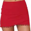 GRAPENT Women's High Waisted Bikini Bottoms Ruched Swimsuit Tulip Hem Swim Skirt (X-Large)