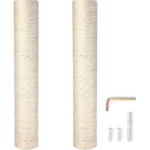 PowerKing Natural Sisal Replacement Scratching Post, 15.7'' 2 Pieces M8 Cat Scratch Post Refill Pole Parts for Refurbishment, Include Screws (White)