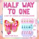 3 x JeVenis Butterfly Balloon Half Way To One Birthday Party Decoration | Butterfly Half Way To One Birthday Decoration Half Birthday Decorations Butterfly Balloon