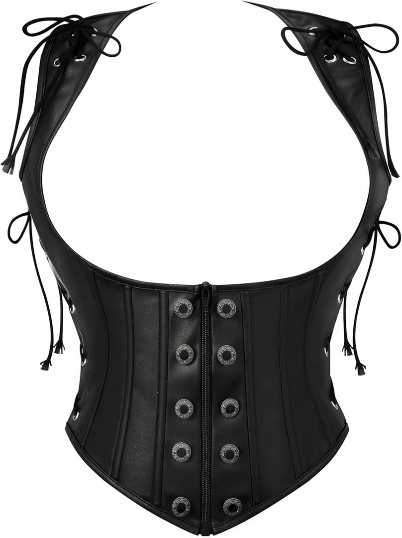 Spooktacular Creations Halloween Steampunk Corset Women, Black Renaissance Pirate Bustier Underbust for Cosplay Parties (Medium)