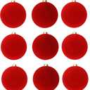 9 pcs Velvet Ornaments for Christmas Tree, 3.36 inch Flocked Christmas Balls Set Assortment for Xmas Tree Holiday Decor