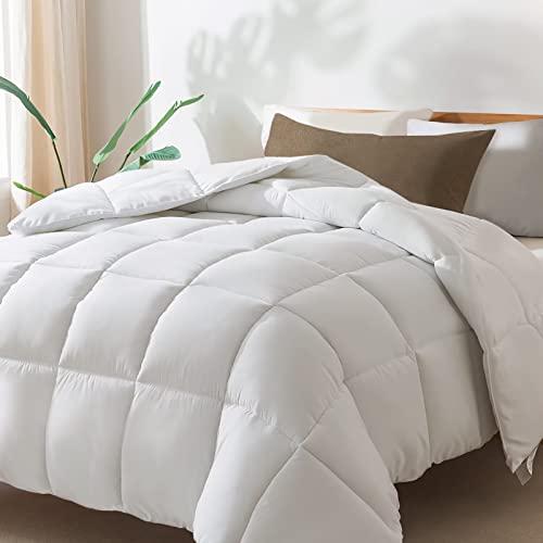 DOWNCOOL Comforters, Duvet Insert,White All Season, Lightweight Quilt, Down Alternative Hotel Comforter with Corner Tabs (White, Queen 88x92 Inches)