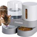 2 Pack Automatic Cat Feeder Stainless Steel Water Dispenser Gravity Food Feeder and Waterer Set with Pet Food Bowl for Small Medium Kitten Puppy Pets Large Capacity(Grey)