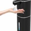 Automatic Foaming Soap Dispenser, Touchless Hand Soap Dispenser, USB Rechargeable, 4 Adjustable Levels, 14.2 oz (420 ml) Large Capacity, for Bathroom, Kitchen & School (Black, Foaming)
