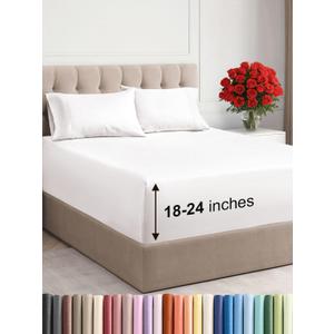 Extra Deep Pocket Queen Sheet Set - 4 Piece Breathable & Cooling Bed Sheets - Hotel Luxury Sheet Set - Soft, Wrinkle Free & Comfy - Easily Fits Extra Deep Mattresses - Deep Pocket Antique White Sheets