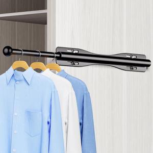 12" Valet Rod For Closet Pull Out Slide Out Adjustable Heavy Duty Valet Rod For Closet, Laundry Room, Bedroom, Bathroom(Black)