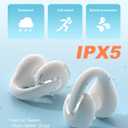 Open Ear Clip Wireless Earbuds Bluetooth 5.4, Lightweight Comfort Sports Bone Conduction Headphones Built-in Mic for Clear Audio, Stable Fit Earphones 24H Play-Beige