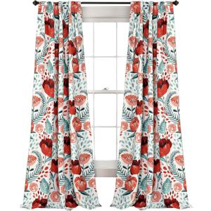 Lush Decor Poppy Garden Curtains Light Filtering Window Set for Living, Dining, Bedroom, 84 in L Panel Pair, Multi (52"W x 84"L (Pack of 2))
