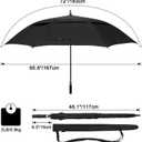 G4Free 72 Inch Huge Large Oversize Golf Umbrella Automatic Open Double Canopy Vented Windproof Stick Umbrella, 6 Ft Heavy Duty For Outdoor Doorman Family(Black)