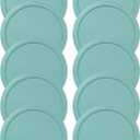 Replacement Lids fits Pyrex 6 & 7-Cup Glass Food Storage Container Bowls, 7.5-Inch Plastic Round Lids Covers for Pyrex 7402-PC, Airtight & Leakproof (10-Pack, Turquoise)