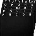 4x6 Index Card Holder Dividers - 25 Plastic Black Index Card Dividers with Alphabet Tabs - Index Card Organizer, Index Cards, Index Card File Box, Trading Card Dividers, 5 Tab Dividers