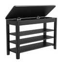 IUNVR Shoe Rack Bench Seat Rubberwood 3-Tier Wooden Storage Bench 550lbs Compact Mid-Century Modern Design for Entryway, Hallway, Closet, Front Door Entrance, Foyer 31.5"W x 11.8"D x 20.5"H