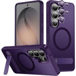 LEKEVO Cobalt Violet for Samsung Galaxy S26 Ultra Case with Stand, Compatible with MagSafe, Camera Lens Protector, Translucent Matte Slim Silicone Shockproof Phone Cove, Purple