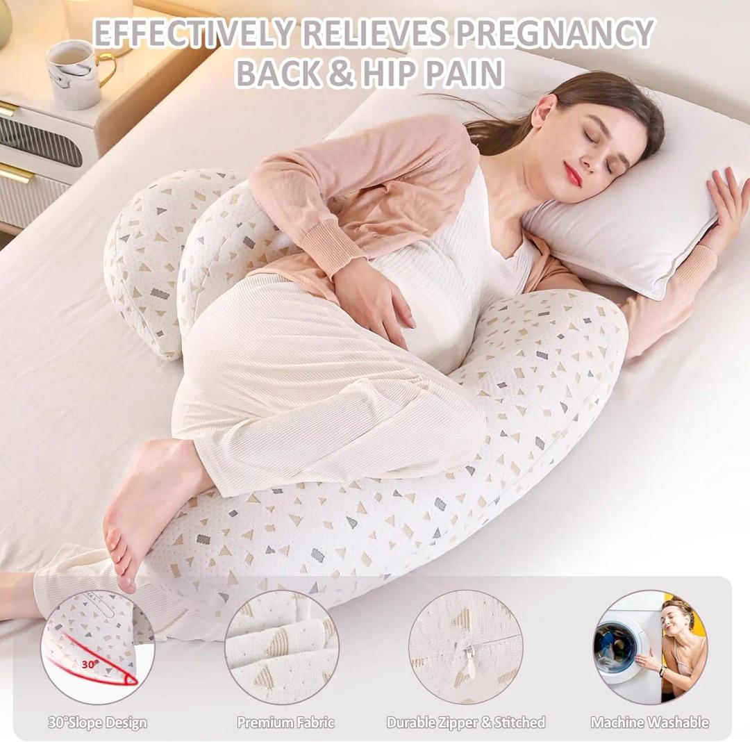 Pregnancy Pillow - Full Body Maternity Support for Back & HIPS, Soft Sleeping Pillow with Removable Cover, Comfort for Side Sleepers and Pregnancy 