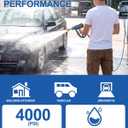 Pressure Washer Gun 4000PSI M22 14/15MM Inlet, Stubby Short Power Washing Gun with 1/4'' Quick Connect for Foam Cannon, Homework Cleaning & Car Wash