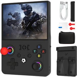 Newest R36MAX 4.5 Inch Retro Handheld Game Console,1024x768 IPS HD Screen,128G Built-in 22000+ Classic Game,Portable Open Source Linux System,4000mAh Battery with Arcade Joysticks*2 (Black)