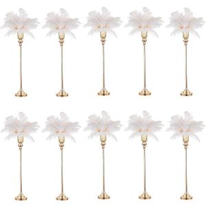 Height Versatile Gold Tall Vases for Centerpieces, Metal Trumpet Vases for Wedding Party Dinner Centerpiece, Road Lead for Anniversary Celebration Birthday (Gold, 10 x L)