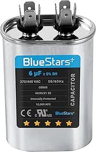 Blue Stars - 6uF mfd ± 5% 370-440VAC Oval Start Capacitor 50/60Hz AC electrical replacement part