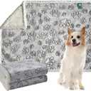 Qeils Dog Blankets for Dogs - Waterproof Pet Blanket Washable - Sherpa Fleece Puppy Blanket, Soft Plush Reversible Dog Blanket for Bed Couch Car Sofa, 40"X50", Grey Paw Print