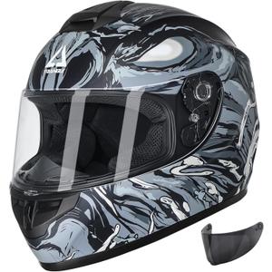 TRIANGLE Motorcycle Helmets Full Face Motorcycle Helmet for Men & Women with Tinted and Clear Visor Meet Dot Approved (Gray, S)