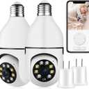 Security Camera Indoor Wireless WiFi Outdoor Home E27 360 Degree Panoramic Home Security Cameras IP Camera Motion Detection and Alarm Two-Way Audio 2pack