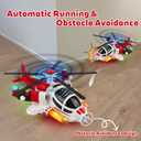 Helicopter Toy for Toddlers with Lights and Music, 360 Rotating Airplane Toy for Kids, Bump-and-Go Action, Birthday Gift for Boys Girls Ages 3-7 (Red)