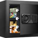 1.6 Cub Small Safes for Home Use, Digital Security Home Safe Box with Programmable Keypad, Spare Keys and Alarm System, Anti-Theft Lock Box Personal Safe for Money Medicines Valuables