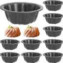 ZENFUN 10 Pcs Mini Flan Molds Pan, 4 Inches Fluted Cake Pan Nonstick, Carbon Steel Mini Flan Molds Pans, Cake Pans Reusable Tube Oven Baking Mold for Cupcake, Bread, Bavarois, Brownie