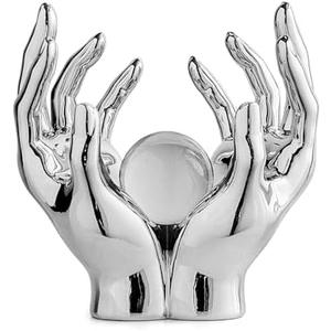 FJS Silver Home Decor Hands Sculpture Decorations for Living Room, Modern Art Statue Sculptures Room Aesthetic Decor, Shelf Coffee Table TV Stand Decoration (Sliver)