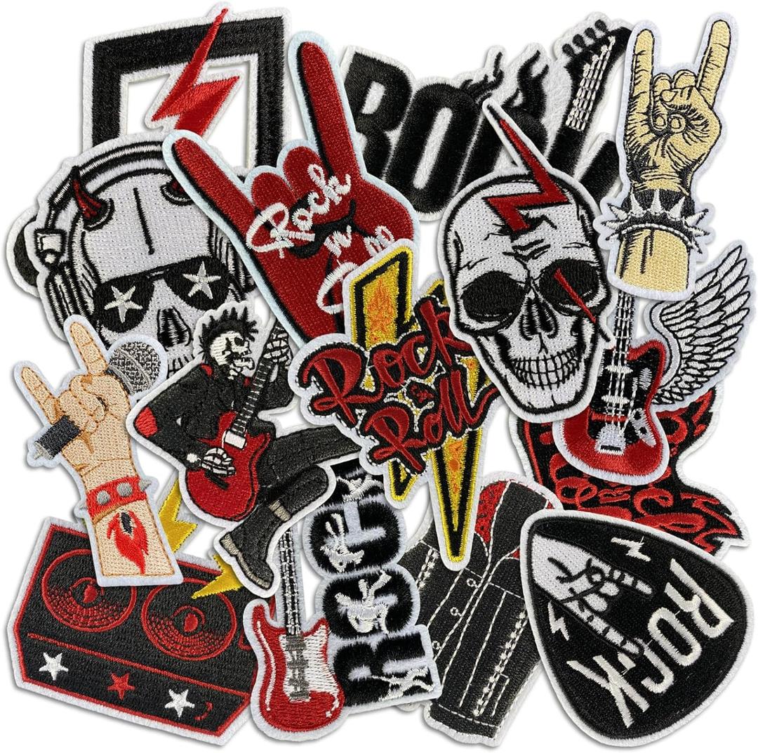 Dark Embroidered Applique Iron On Patches for Backpacks, Rock Band Patches for Jackets, Cool Sew Patch for Clothing, Jeans, Hats, DIY Accessories (Dark 10/15 Pcs)