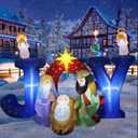 9.5FT Christmas Inflatables Nativity Scene with Angels, Xmas Blow up Joy Nativity Set Outdoor Decorations, Inflatable Birth of Jesus with 8 LEDs for Yard Party Holiday Christian Outside Display Decor