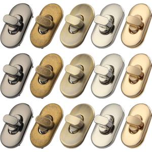 TXIN 15 Pieces Twist Lock Fastener Purse Turn Locks Clasp Bag Closure Metal Clip Hardware for DIY Handbag Craft Making Supplies(5 Colors) (multicolor)