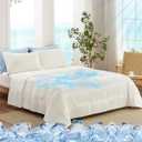Snuggle Sac Cooling Comforter King Size Q-Max 0.43 Striped Cooling Blanket for Hot Sleepers &Night Sweats, Light Breathable Summer Blanket, Reversible Dual-Sided Silk-Smooth, 106x90 Inches, White