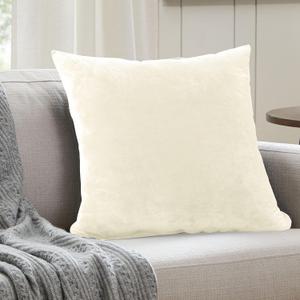 EVOLIVE Euro Sham Cover  Soft Micromink Faux Velvet Pillowcase, Faux Fur Texture, Decorative Square Cushion Cover with Hidden Zipper Closure (26"x26" Euro Sham, Cream)