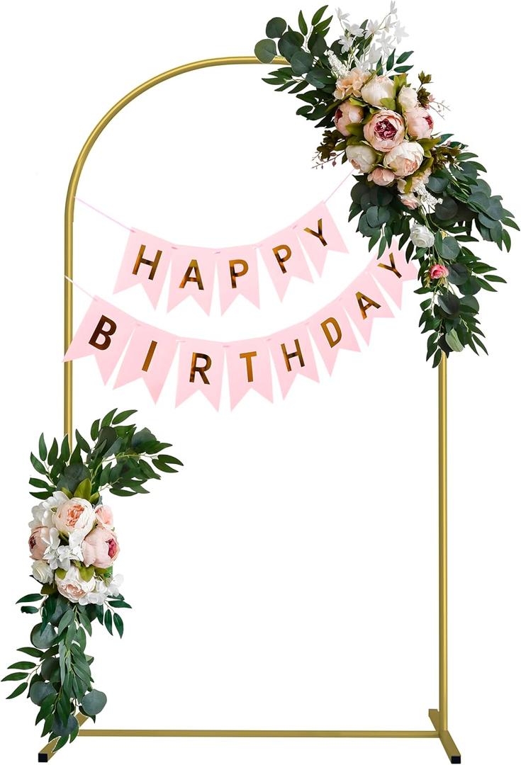 WATAKA Metal Arch Backdrop Stand, 7.2FT Gold Metal Wedding Arch Frame, Flower Balloon Arch Backdrop, Chiara Backdrop Stand Floral Frame for Party Wedding, Ceremony, Event Dcor