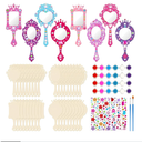 Juexica 36 Sets Wooden Mirror Craft for Girls Kid DIY Decorate Your Own Princess Mirror Unbreakable Paint Hand for Princess Tea Party Gift for Back to School Christmas Birthday Art Activities Favors