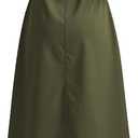 DeftSharp Women's V Neck Workday Dresses Button Down Swing Midi Shirt Dress with Pockets (Green)