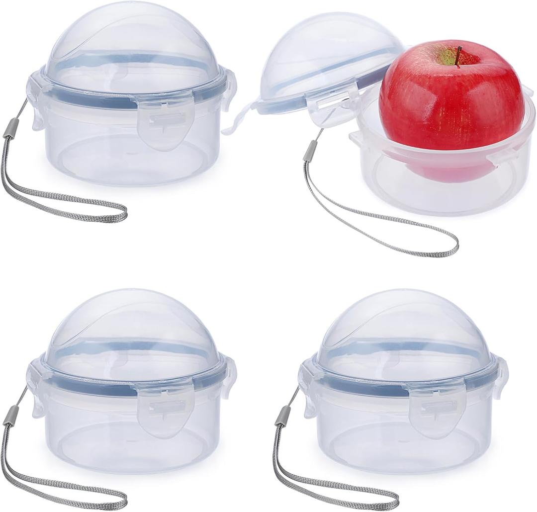 JUXYES 4 PCS Small Fruit and Vegetable Storage Container With Lid, Plastic Onion Storage Keeper Container for Fridge, Portable Fruit And Vegetable Saver Storage Container for Onion Tomato Lemon Apple