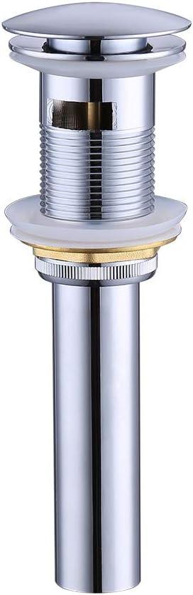 KES Bathroom Sink Drain with Overflow Vessel Vanity Sink Pop Up Drain Stopper Polished Chrome, All Metal Rustproof Brass and 304 Stainless Steel, S2008A-CH