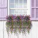Artificial Hanging Flowers for Outdoors, 2 Pcs Fake Hanging Plant Spring Summer Decor, UV Resistant No Fade Realistic Faux Flower for Front Door Porch Planter Patio Garden Yard(Double Purple)