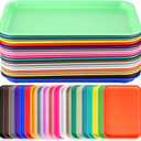 Sintuff 20 Pcs Plastic Art Trays Colorful Fast Food Lunch Trays Bulk Activity Crafts Sensory Serving Organizer for Home, School, Kids, DIY Projects, Painting, Beads (20 Colors,10 x 7 Inch)