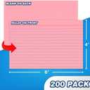 Chell 200 Count Index Cards 4x6 Inch Heavyweight, Ruled Front and Blank Back, 65 lb. Cover Weight, Pastel Colors