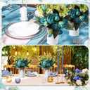 6 Sets Artificial Peonies Flowers, 6 Artificial Peony with Vase 6 Faux Eucalyptus, Faux Silk Peony Bouquet Spring Flowers for Decoration Wedding Party Home Dining (Teal)