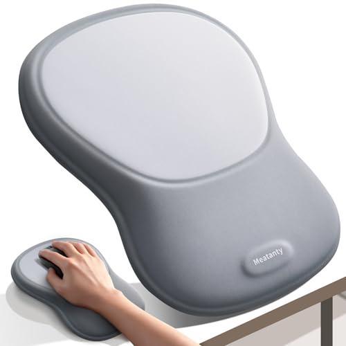 Meatanty Mouse Pad with Wrist Rest, Ergonomic Mouse Wrist Support, Desk Mouse Mat Computer Accessories, Soft Memory Foam Palm Hand Pain Relief, Non-Slip Laptop Cushion, Office Home Gaming School-Gray