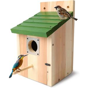 Bird Houses for Outside with Copper Guard, Thicken Cedar Wooden Nesting Box - Fit Bluebird, Finch, Swallow, Wren, Chickadee - Outdoor Garden Country Cottage Decor, Assembly Required