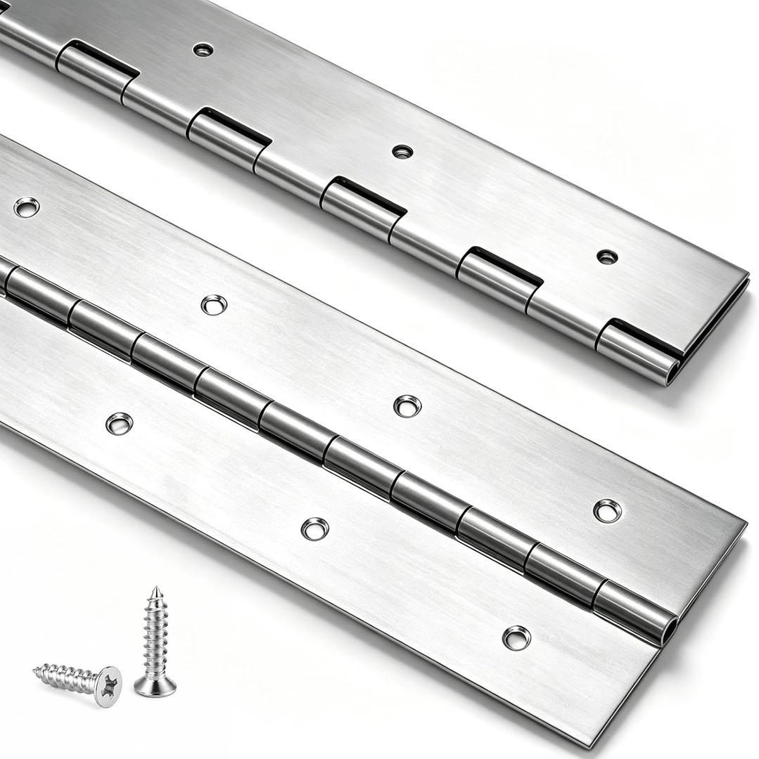 Zonon 2 Pack Heavy Duty Piano Hinge 24'' x 3 '' Width 0.060'' Thick, Silver