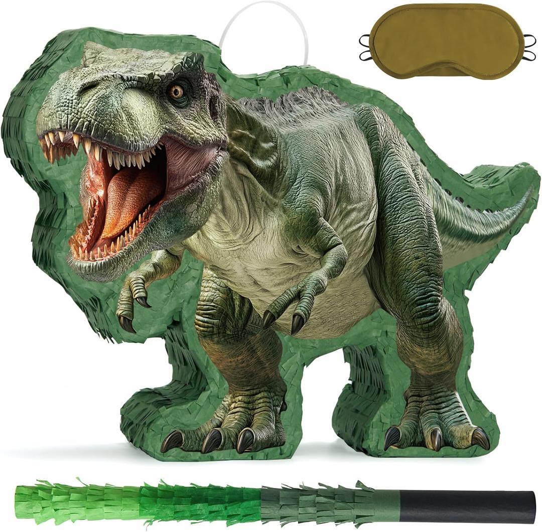 WERNNSAI Dinosaur Piata - Jungle Dinosaur Piata Bundle with Blindfold and Bat for Kids Boys Jungle Dinosaur World Birthday Party Decorations Family Games Dino Theme Party Supplies WERNNSAI Dinosaur Piata - Jungle Dinosaur Piata Bundle with Blindfold and Bat for Kids Boys Jungle Dinosaur World Birthday Party Decorations Family Games Dino Theme Party Supplies